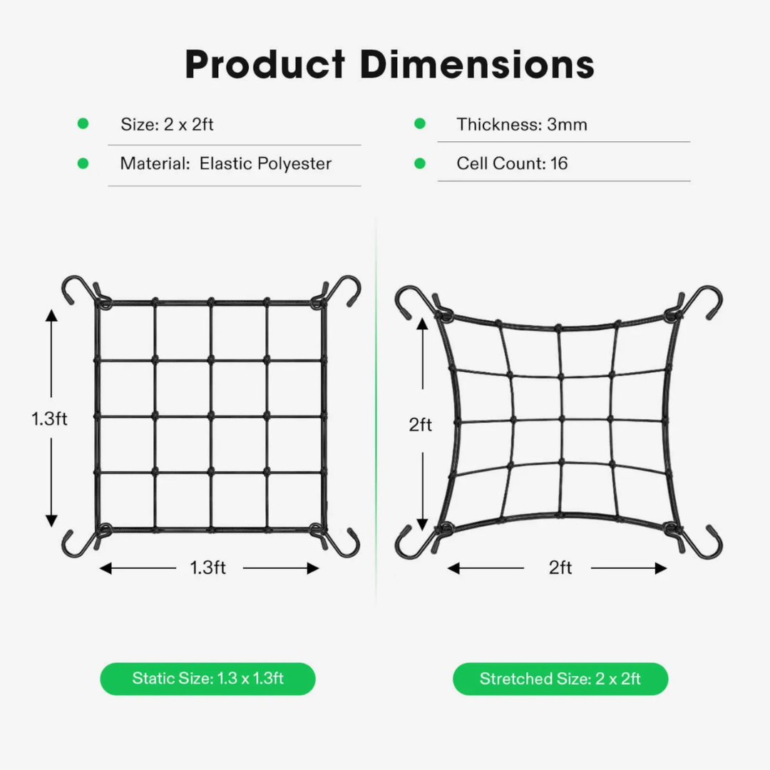 Vivosun 2 x 2Ft. Elastic Trellis Netting with 4 Hooks