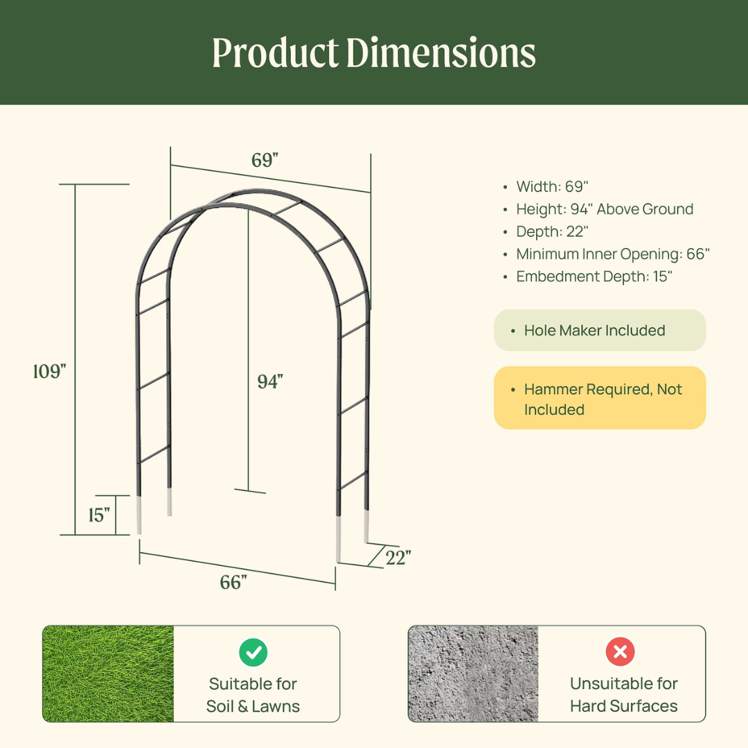 Vego Round Garden Arch - Standard Frame
