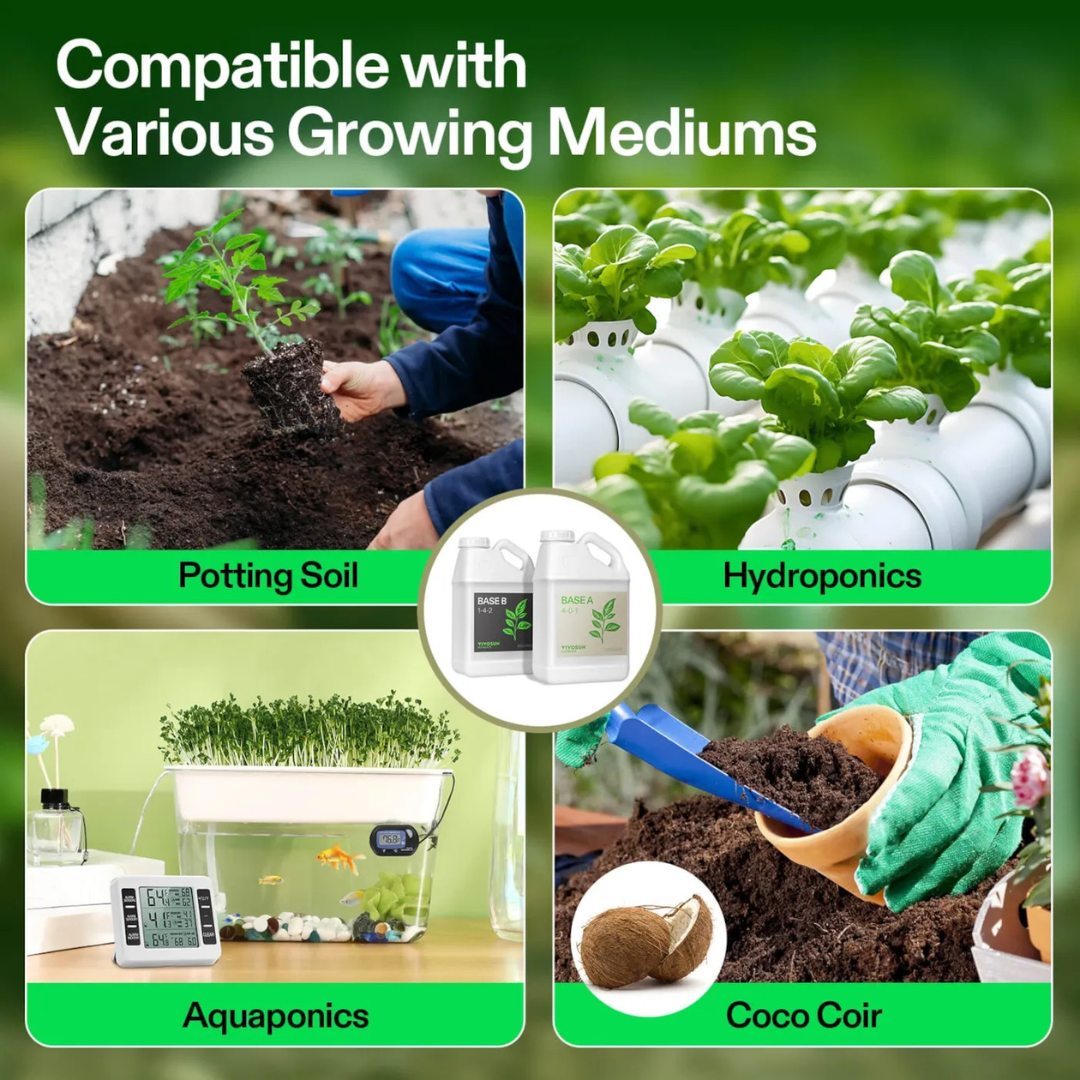 Vivosun Nutrients Base A & B Bundle, Liquid Fertilizer Supports Vegetative and Flowering Stage, 1 Gallon Each