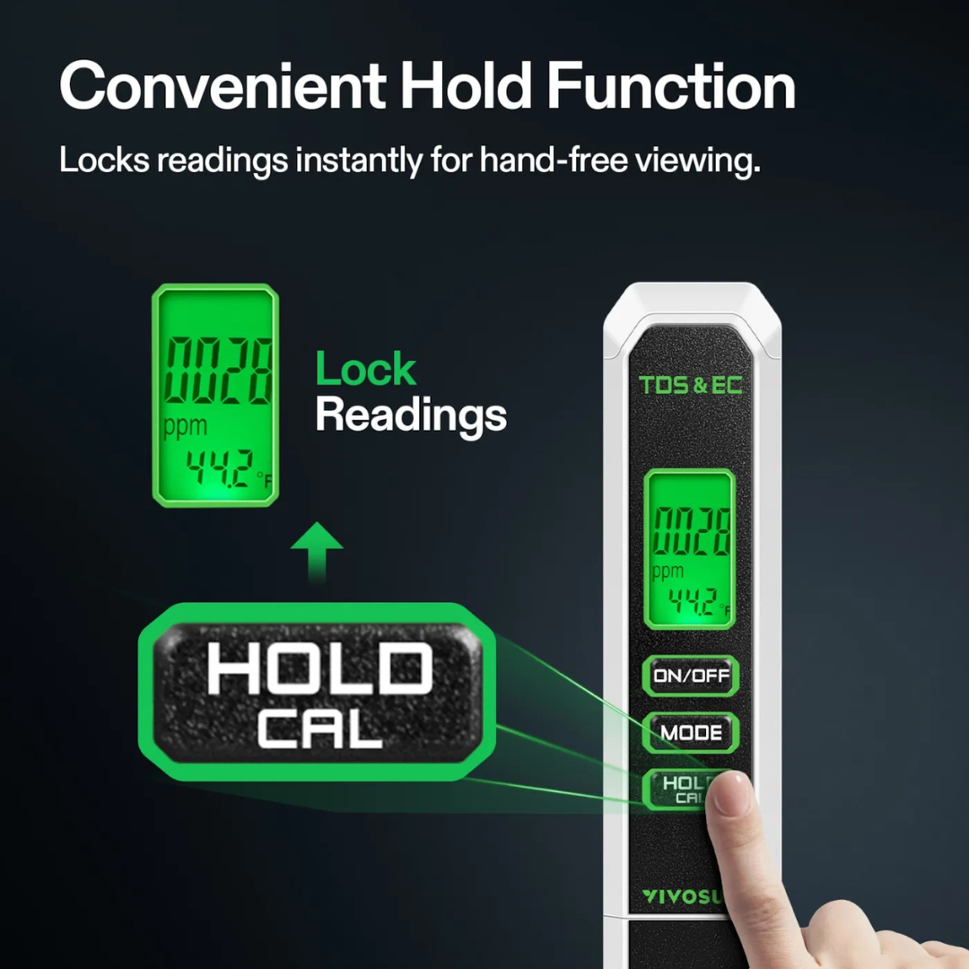 Vivosun 3 in 1 TDS, EC & Temperature Meter, for Drinking Water, Aquarium, Hydroponics, RO/DI System, Swimming Pool