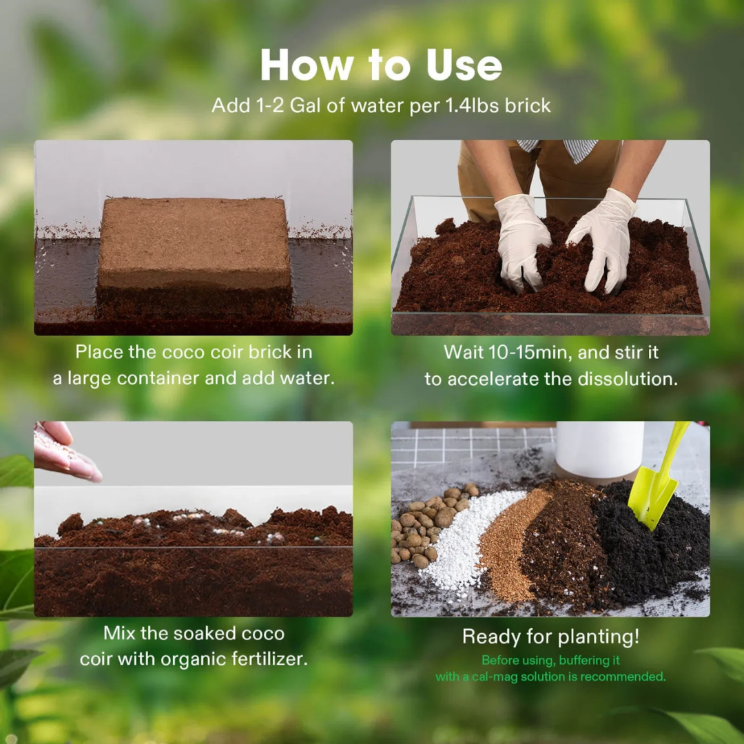 Vivosun Coco Coir Brick, 11lbs 100% Natural Organic Compressed Coconut Coir Fiber with Low EC