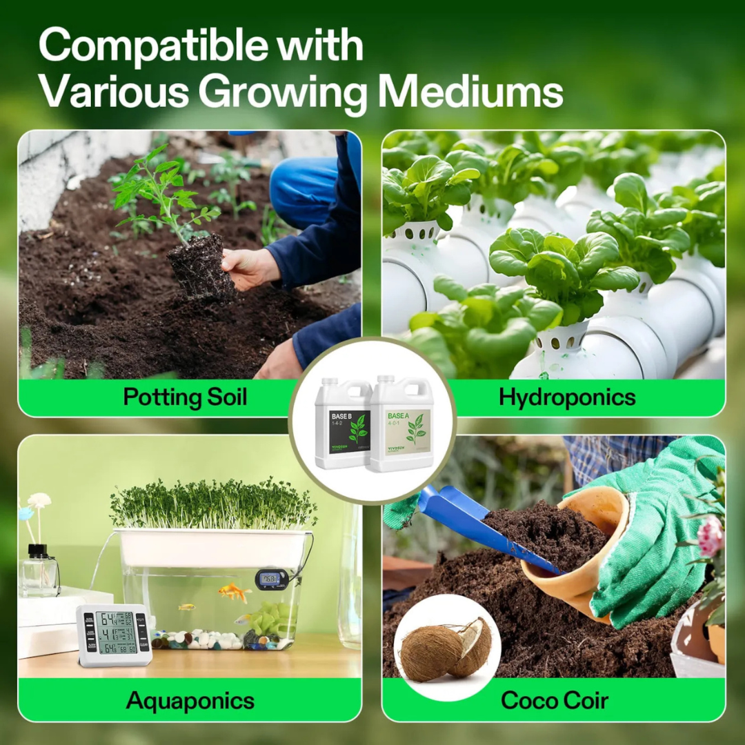 Vivosun Nutrients Base A & B Bundle, Liquid Fertilizer Supports Vegetative and Flowering Stage