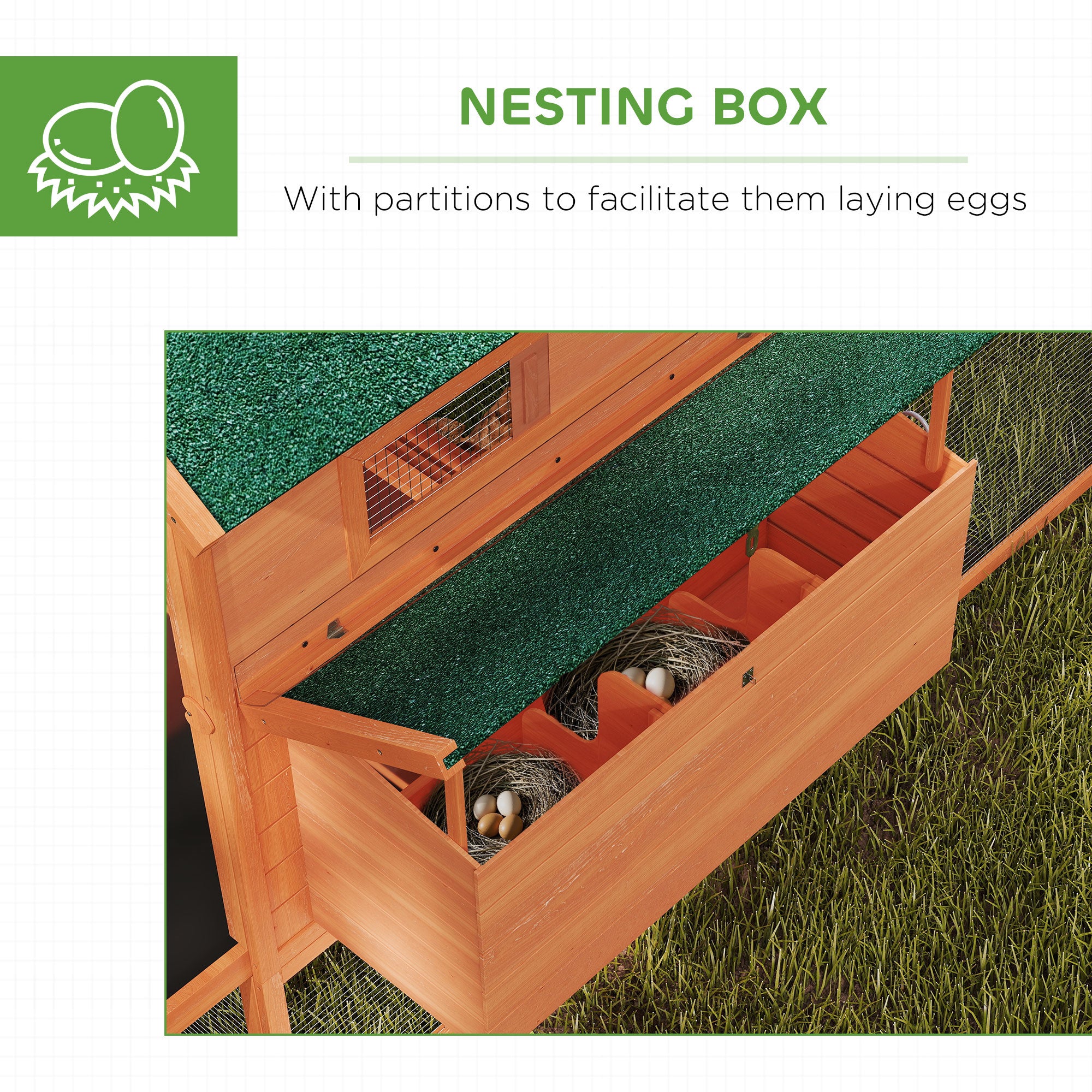 137" Wooden Chicken Coop for 8-10 Chickens, Backyard, Orange - View 4