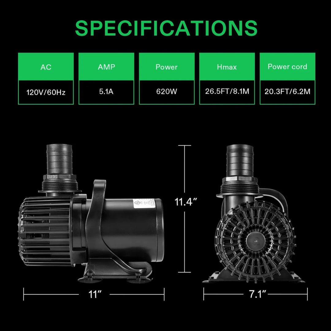 Vivosun 9000GPH Submersible Water Pump 620W High Lift for Pond Waterfall Statuary