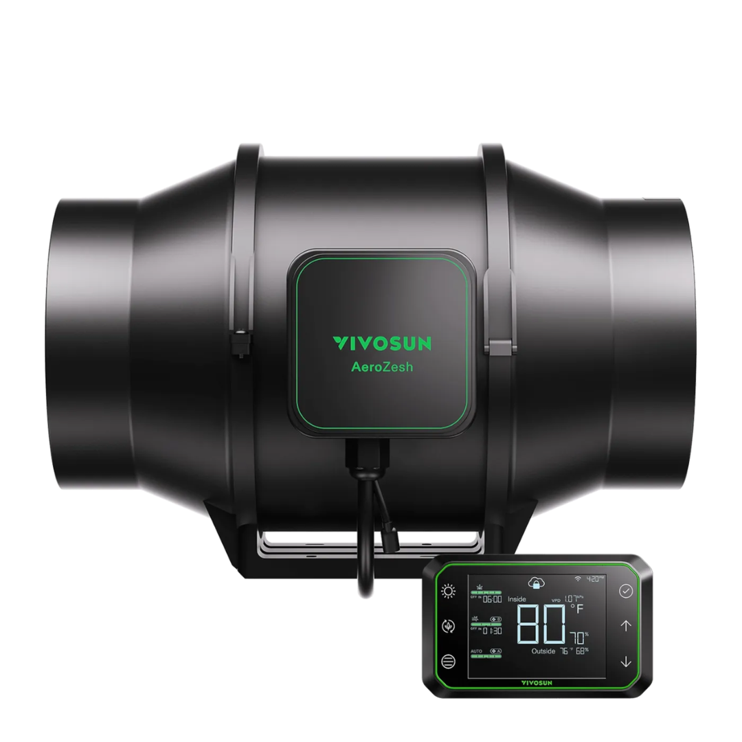 Vivosun AeroZesh S6 Inline Fan 6″ with E42A Temp. Humidity WiFi Controller, PWM-Controlled EC Fan for Grow Tent Ventilation
