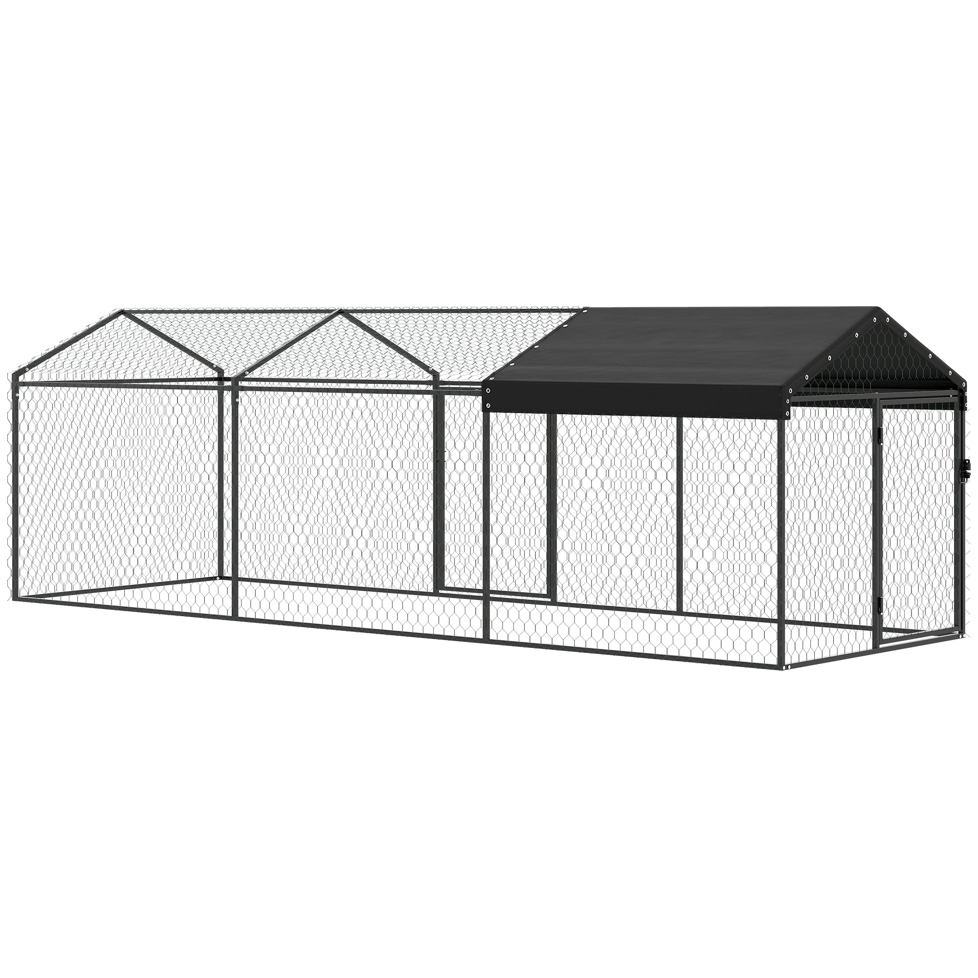 Large Metal Chicken Coop, Chicken Run with Waterproof & Anti-UV Cover for 3-5 Poultry, Outdoor