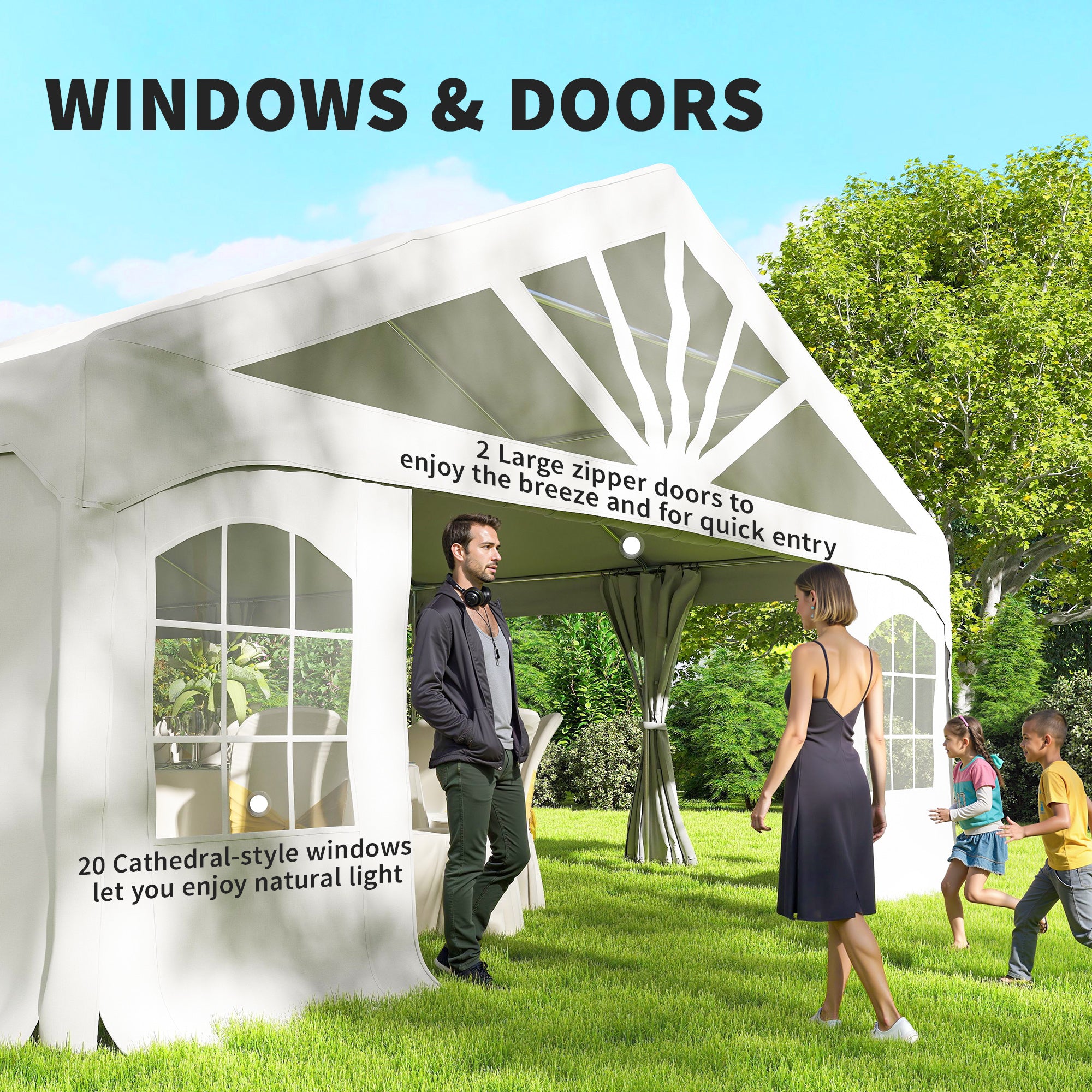 Heavy Duty Party Tent, 19.5' x 39' Large Sun Shade Canopy Tent for Parties, Wedding, Events, BBQ - View 5