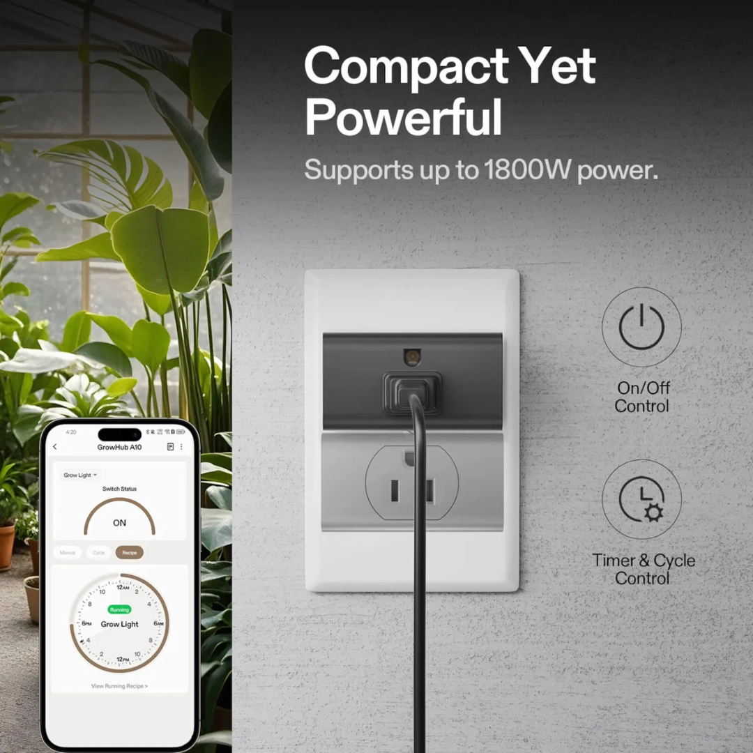 Vivosun GrowHub A10 Controller, Smart Plug, 15A 1800W, Remote Control, Compatible with Vivosun App for Grow Tent