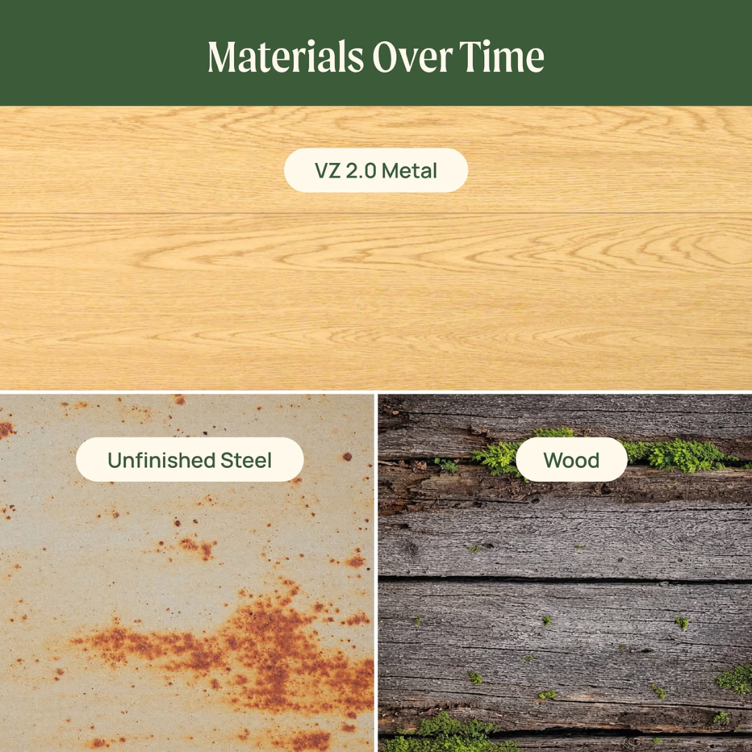 Vego 16" Tall Woodgrain 8' x 8' L-Shaped Metal Raised Garden Bed