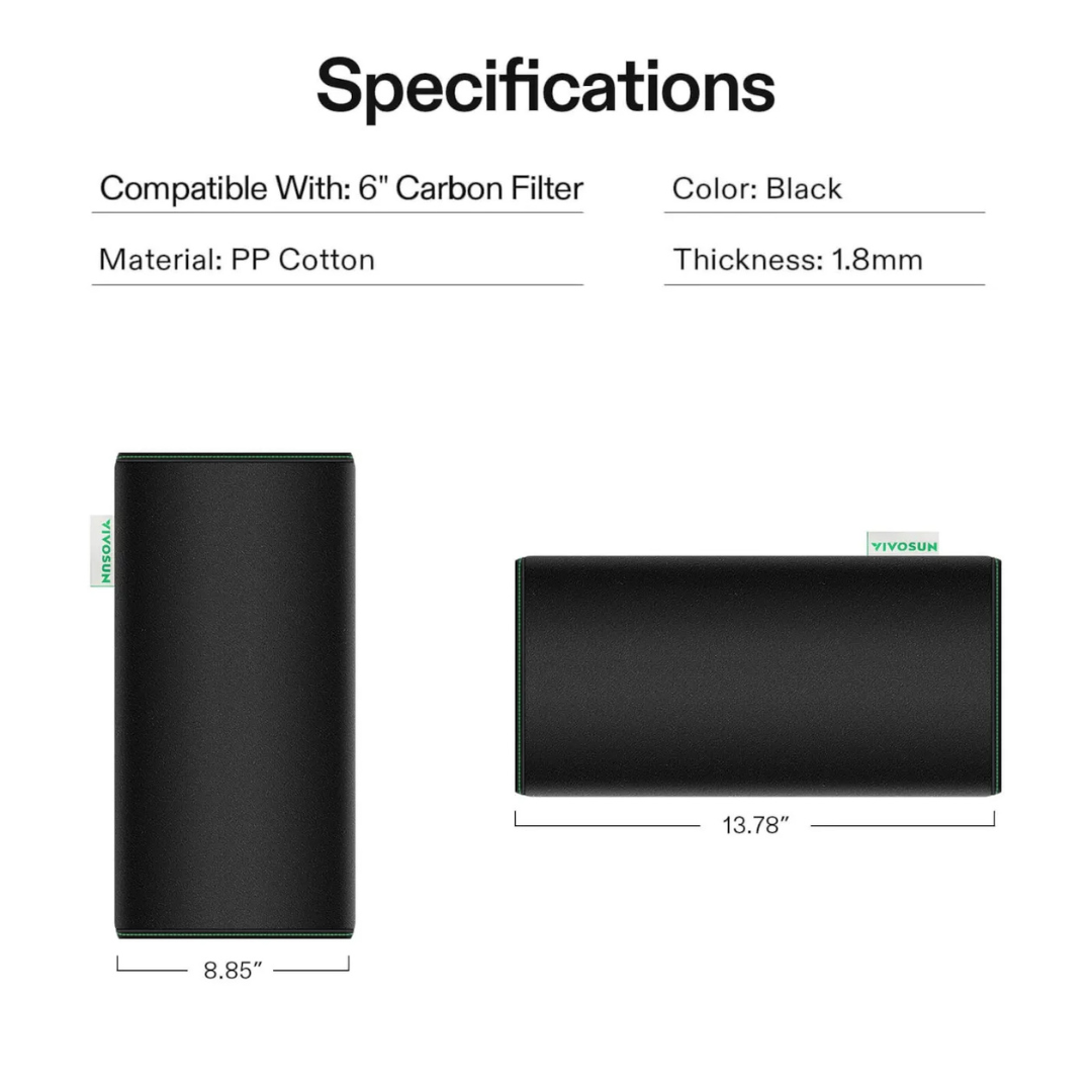 Vivosun Prefilter for Carbon Filter, Black, 2 Pack