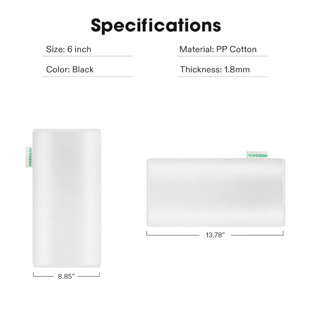Vivosun Inch Prefilter for 8" Carbon Filter, White, 2 Pack