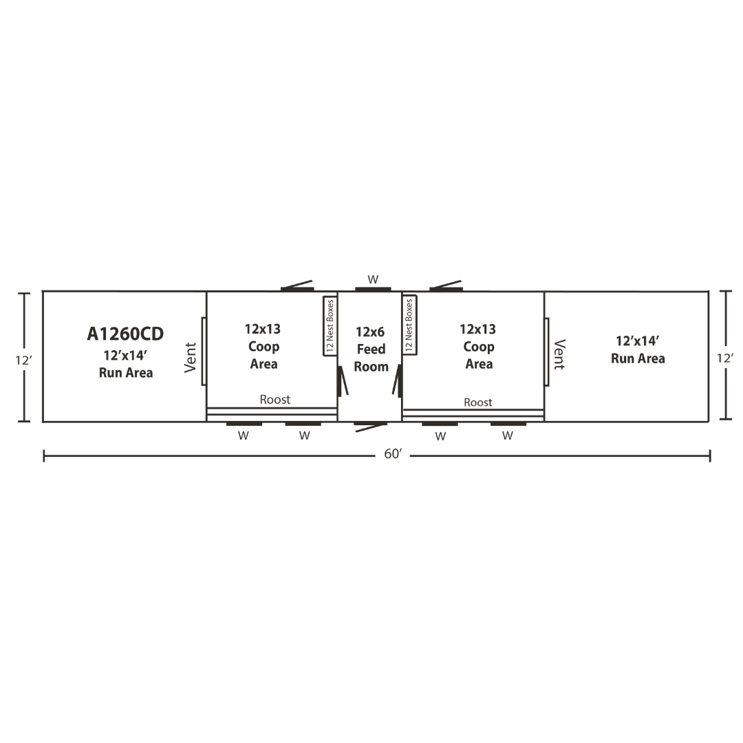 Bird in Hand 12×60 A-Frame Combination Chicken Coop