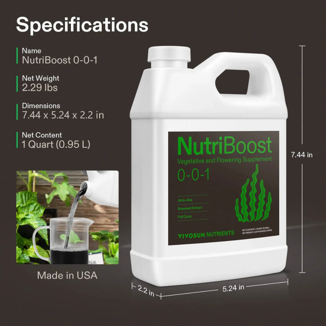 Vivosun NutriBoost (0-0-1), All-Purpose Liquid Fertilizer for All Growing Stages, 32 Ounces/1 Quart