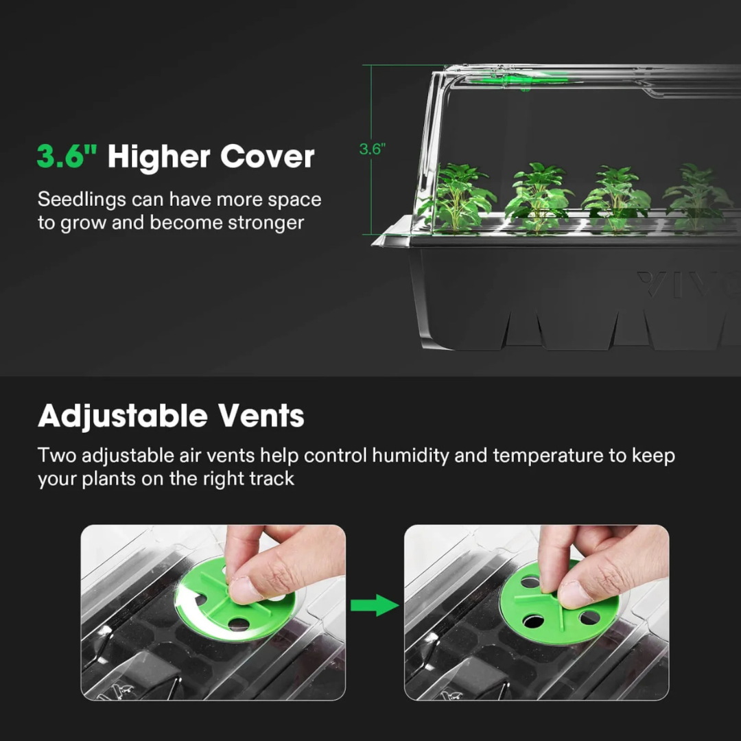 Vivosun 1-Pack 40-Cell Seed Starter Trays with 1 Set of LED Lights and 10"x20.75" Seedling Heat Mat