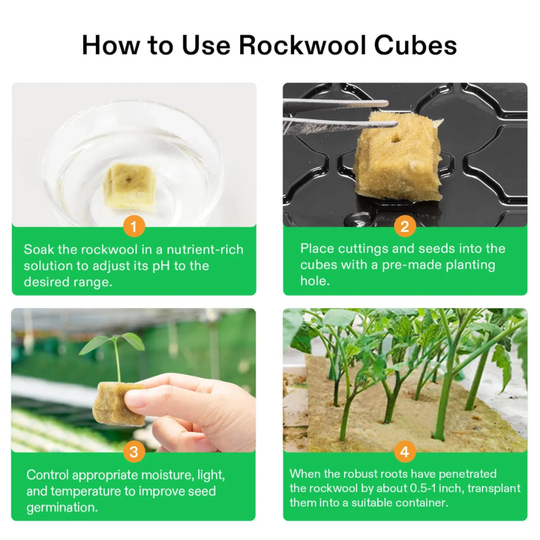 Vivosun 1" Rockwool Grow Cubes, 4 Sheets of 200 Plugs
