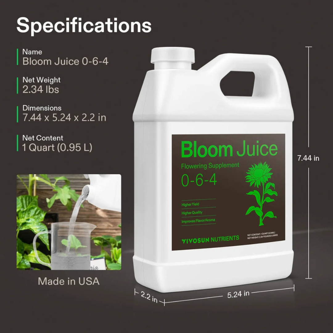 Vivosun Bloom Juice (0-6-4), Flowering Supplement Liquid Fertilizer for Flowering Stage, 32 Ounces