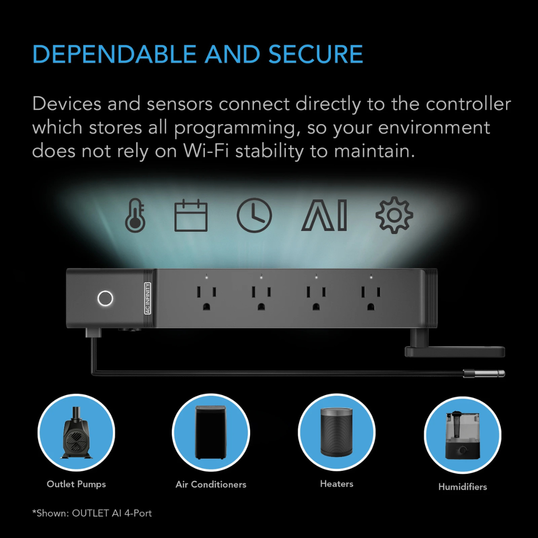AC Infinity OUTLET AI, Environment Controller 4-Outlet, with Temp Humidity VPD Sensor