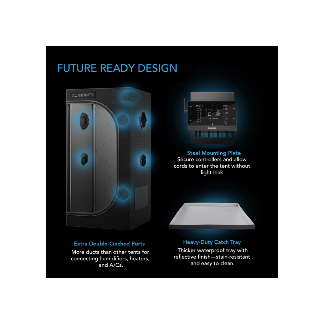 AC Infinity CLOUDLAB 811, Advance Grow Tent 10x10, Thickest Poles and Canvas 120" x 120" x 80"