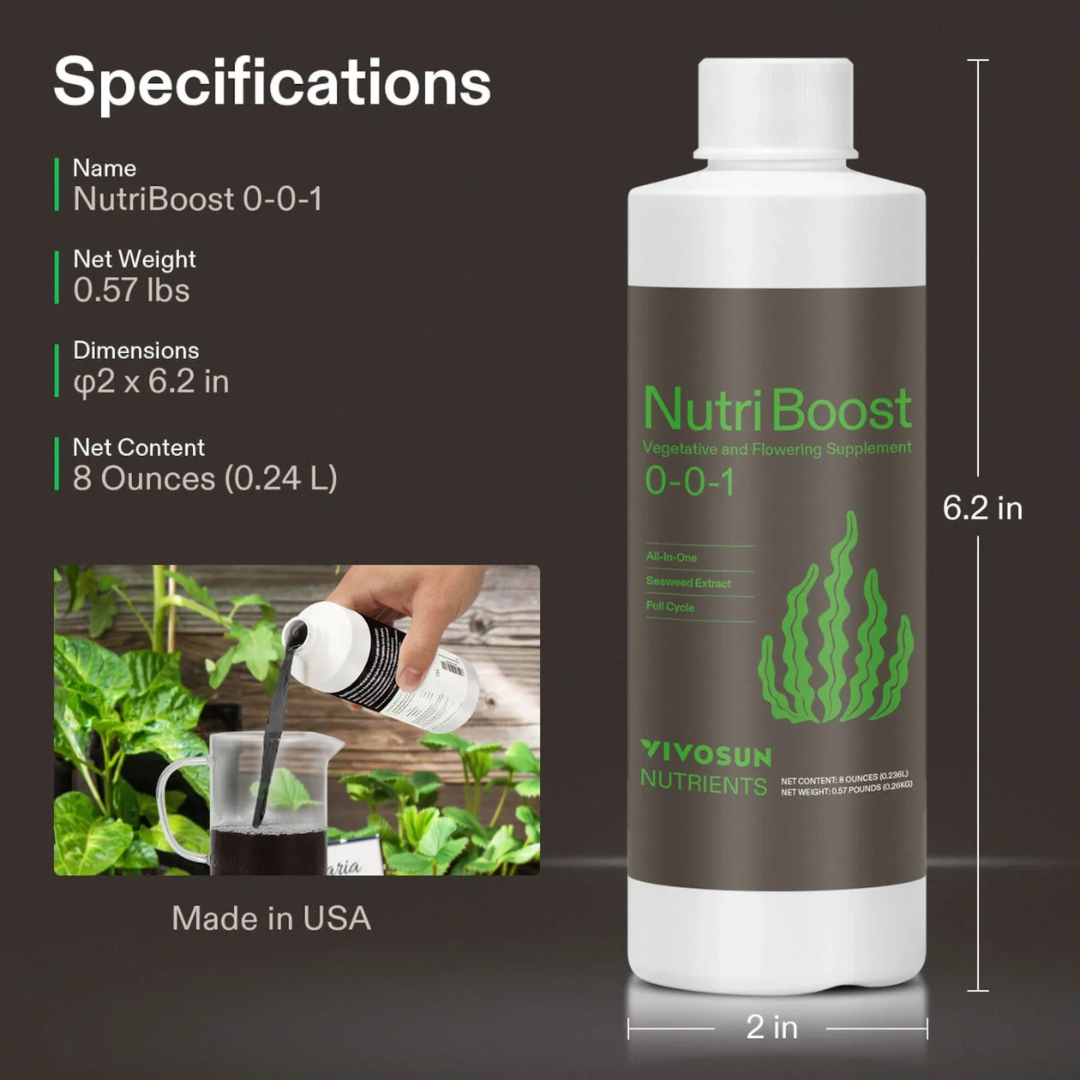 Vivosun NutriBoost (0-0-1), All-Purpose Liquid Fertilizer for All Growing Stages, 8oz