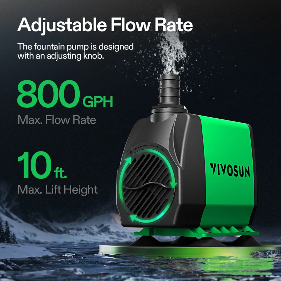 Vivosun 800GPH Submersible Pump(3000L/H, 24W)