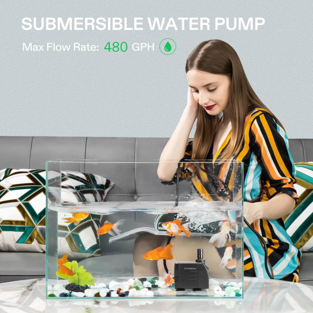 Vivosun 480GPH Submersible Pump, Ultra Quiet Water Pump
