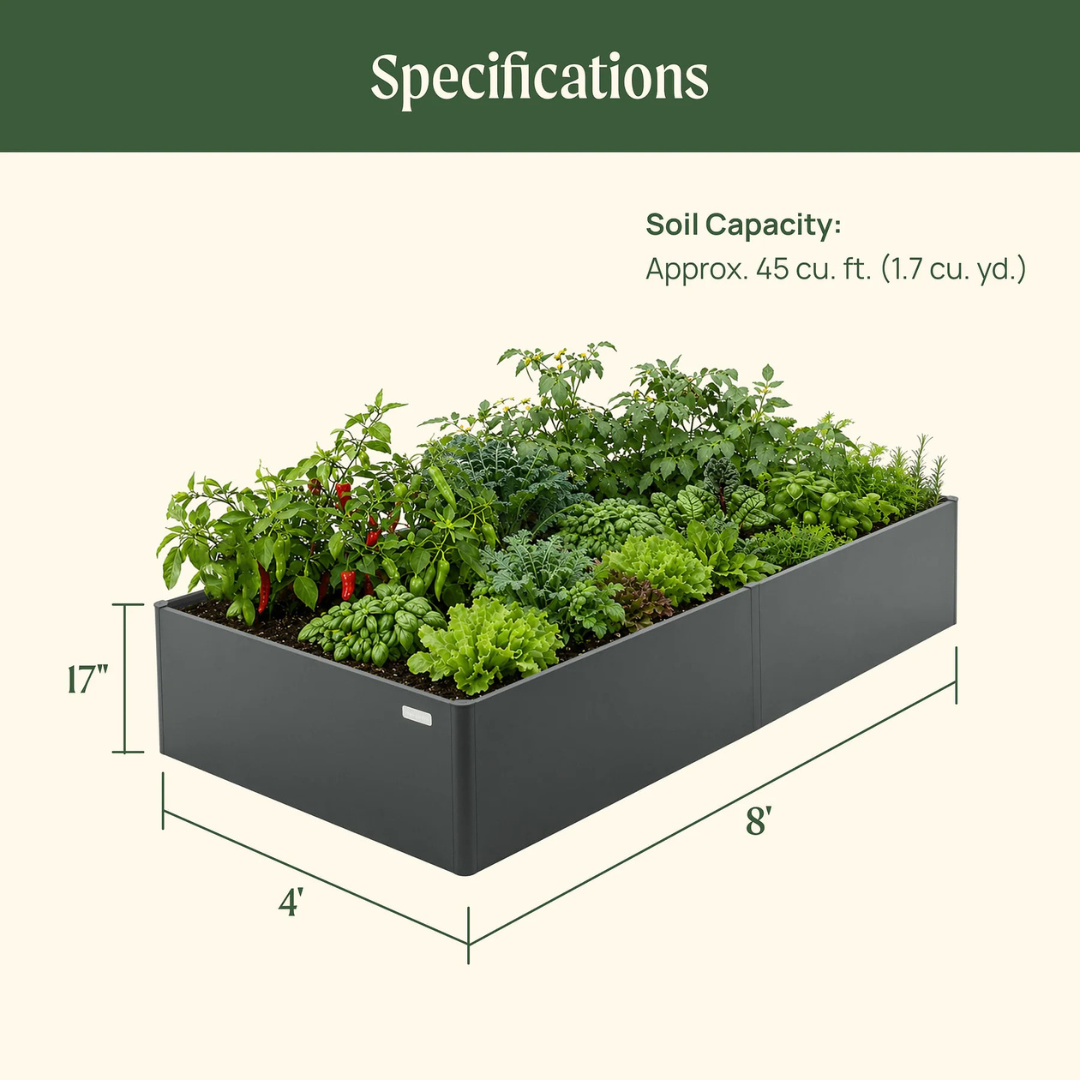 Vego 17" Tall Modern 4' x 8' Metal Raised Garden Bed