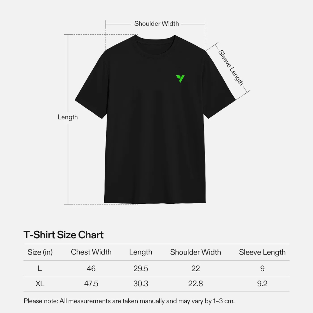 Vivosun 100% Cotton T-shirt, Black Crew Neck Tee with Front Logo & Plant-Inspired Back Graphic