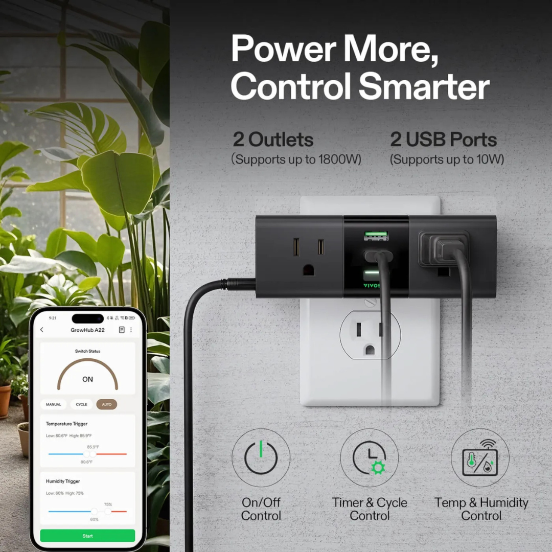 Vivosun GrowHub A22 Controller with Temperature and Humidity Sensor Probe, Compatible with Vivosun App for Grow Tent