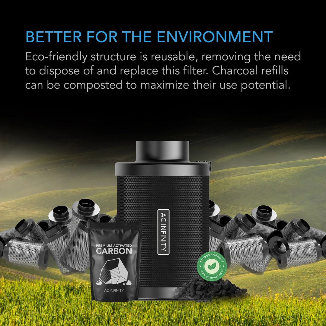 AC Infinity Refillable Carbon Filter Kit 4" with Extra Charcoal Refill