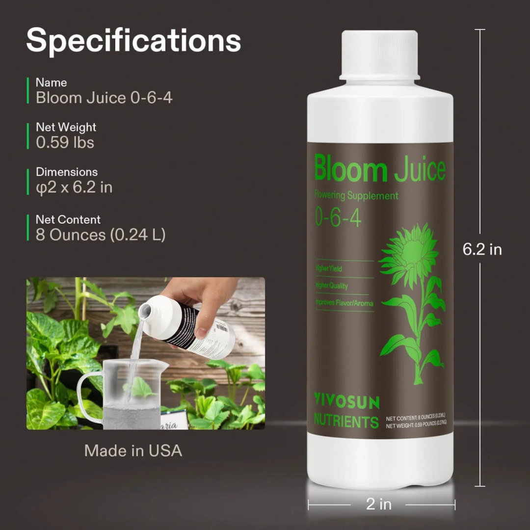Vivosun Bloom Juice (0-6-4), Flowering Supplement Liquid Fertilizer for Flowering Stage, 8 Ounces