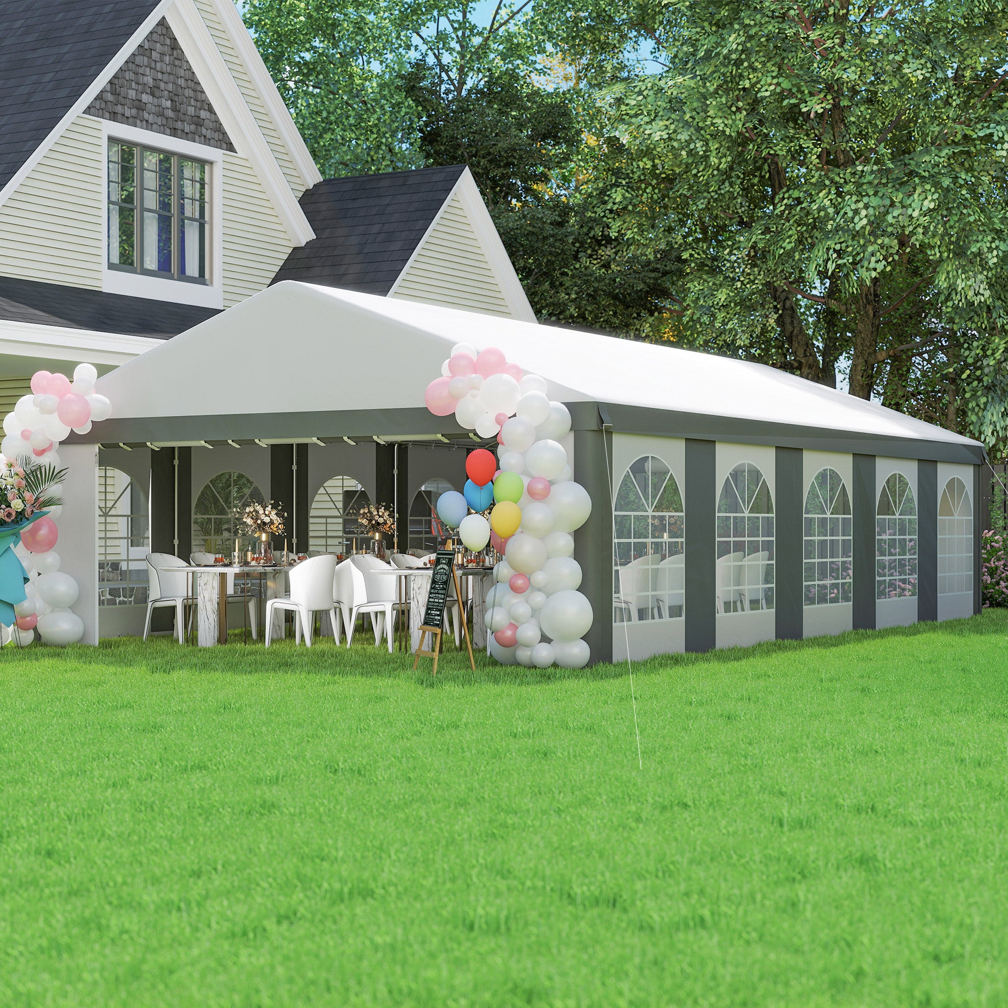 20 x 33 ft Heavy Duty Party Tent Outdoor Gazebo Wedding Tent Event Shelter Carport BBQ with - View 8