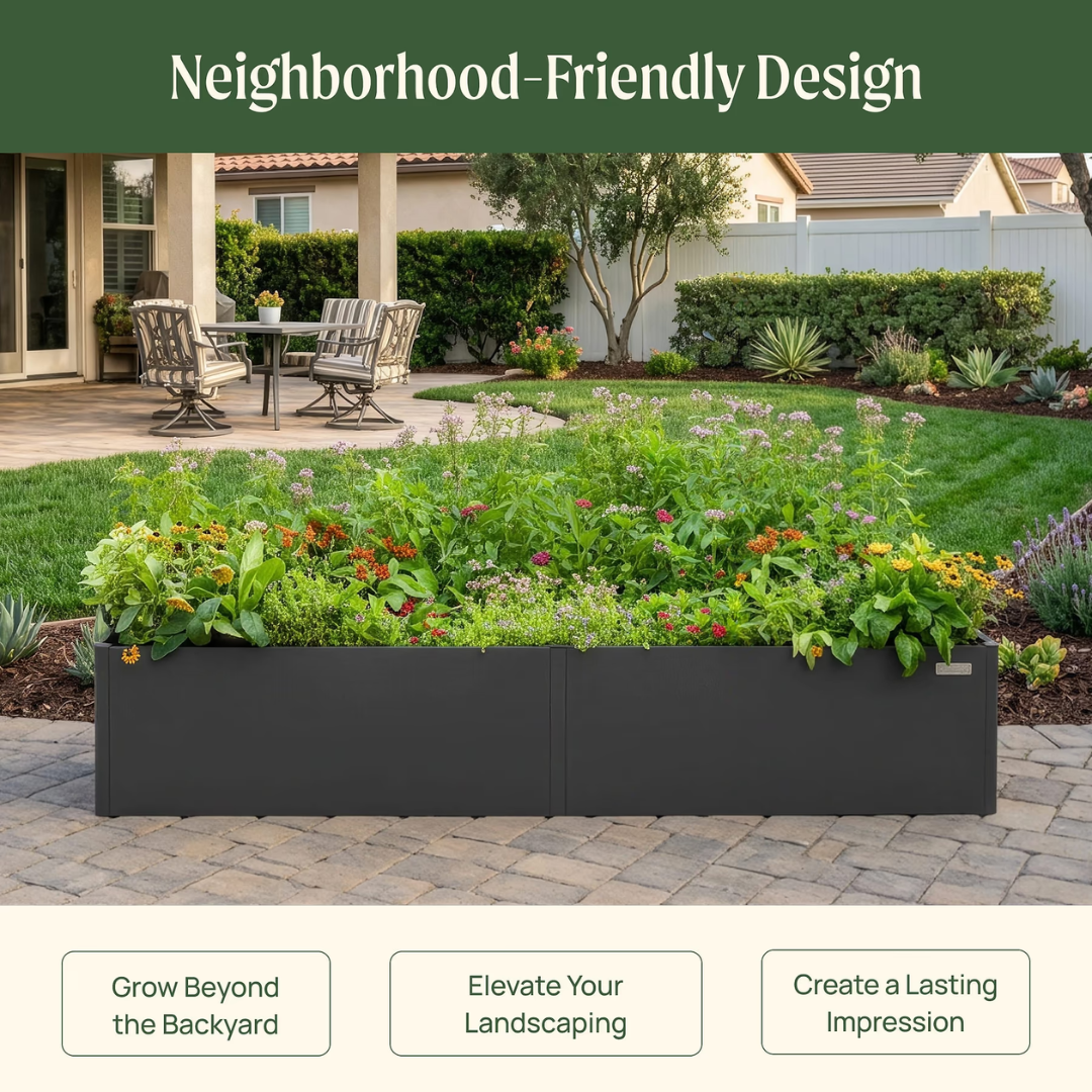 Vego 17" Tall Modern 4' x 4' Metal Raised Garden Bed