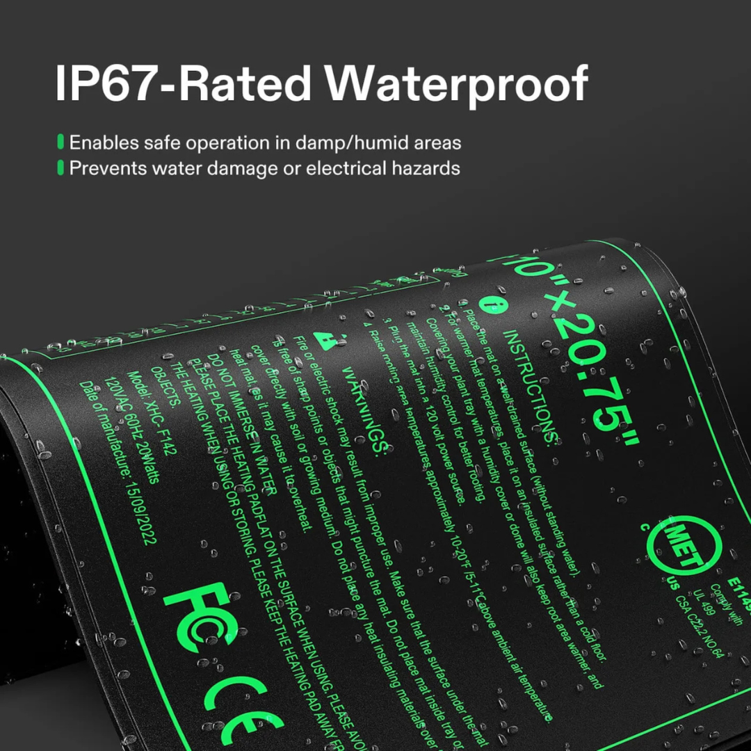 Vivosun Seedling Heat Mat with Dual Digital Display Thermostat, 10" x 20.75" Black Warm Hydroponic Heating Pad for Seed Germination