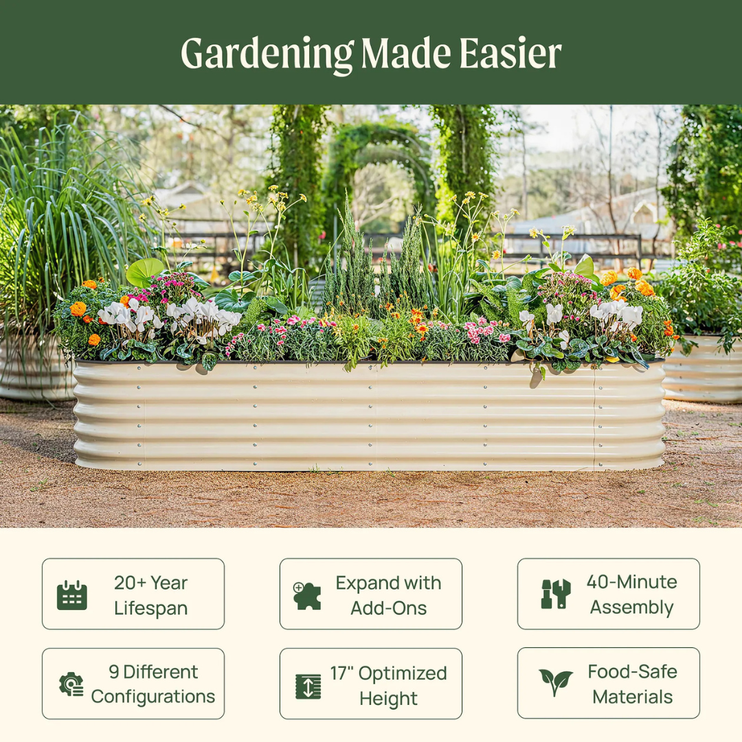 Vego 17" Tall 9 In 1 Large Modular Metal Raised Garden Bed Kit