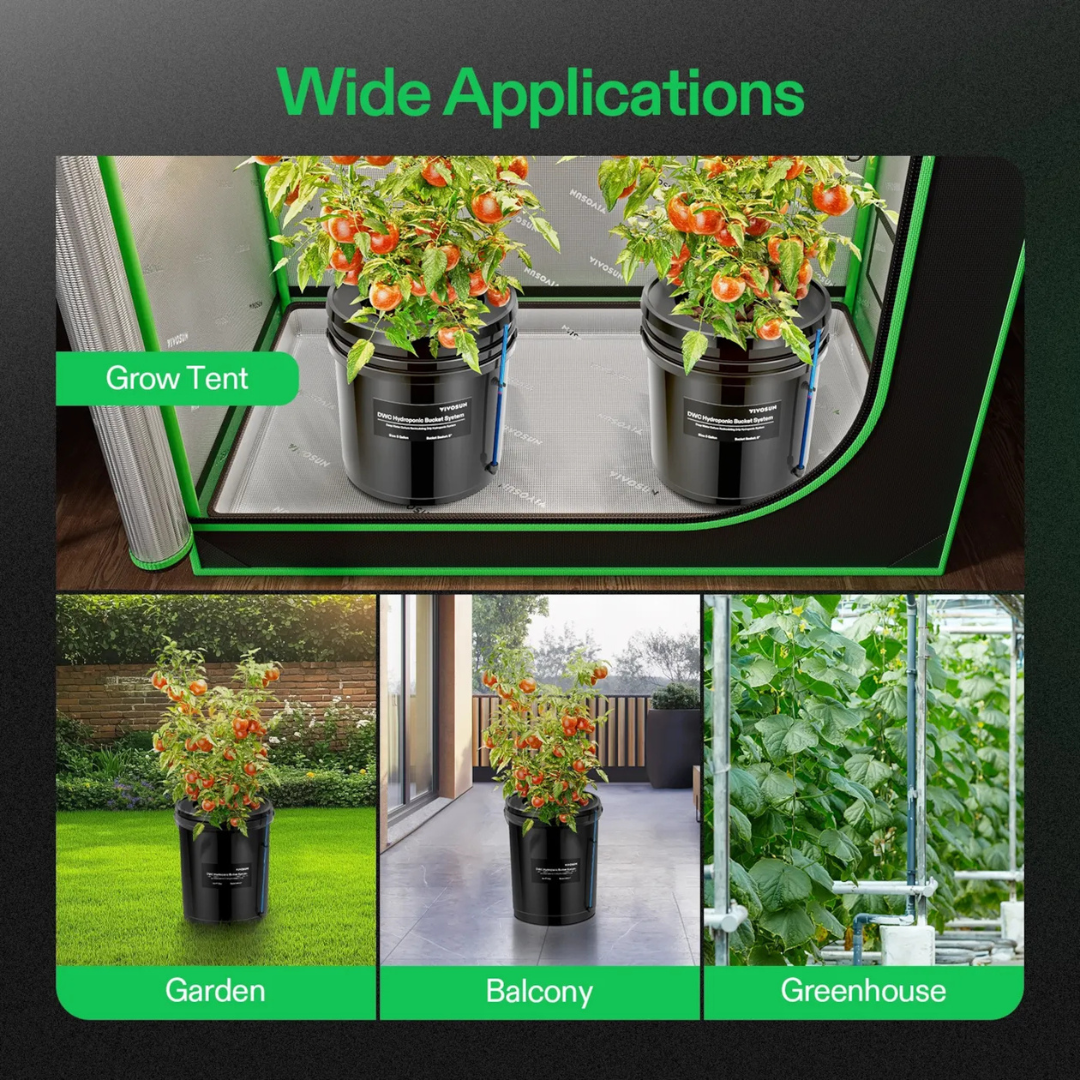 Vivosun 5 Gallon DWC Hydroponic System Kit (1 Bucket, Black)