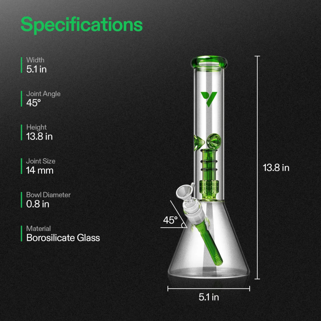 Vivosun Classic Beaker Bong – Sleek Glass Water Pipe with Dual Filtration & Ice Catcher