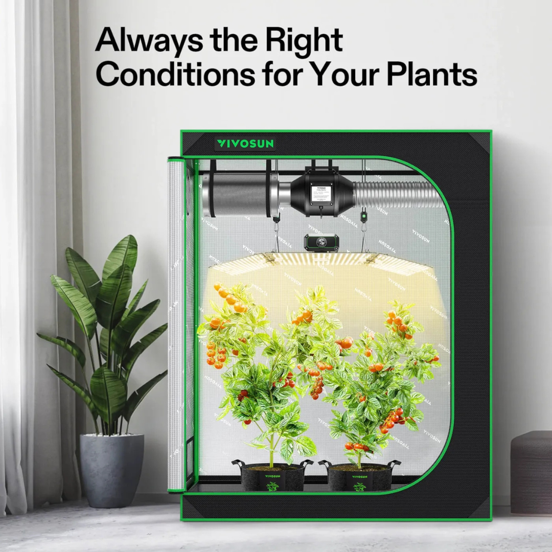 Vivosun Starter Grow Tent Kit, 4 × 2ft 2-Plant System, WiFi-Controlled Grow System with Full Spectrum LED Grow Light, Automatic Ventilation, GrowHub Outlet A22 with Temperature and Humidity Sensor