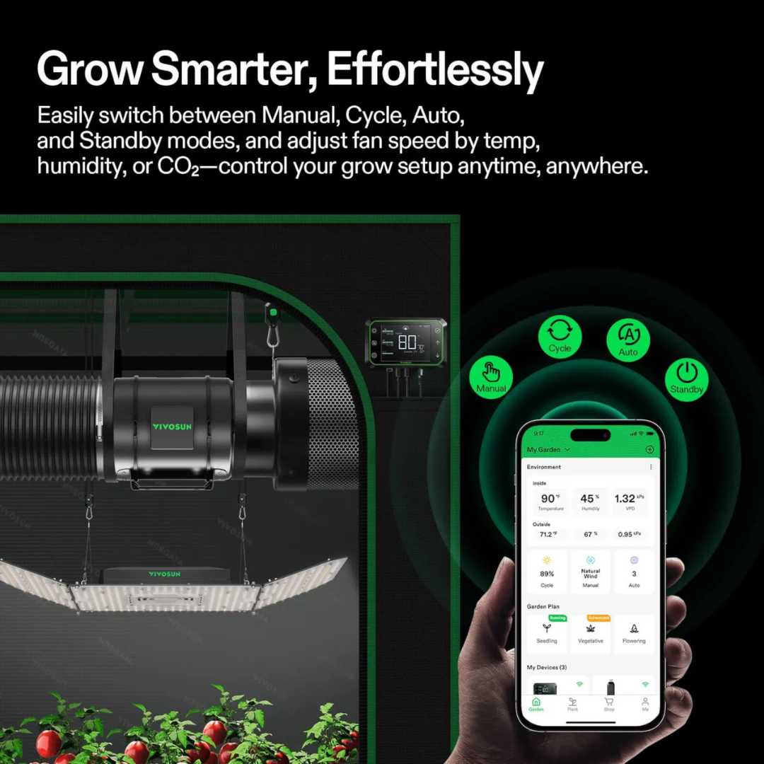 Vivosun AeroZesh G8 Inline Fan 8″ with E12 Speed Controller, PWM-Controlled EC Fan for Grow Tent Ventilation