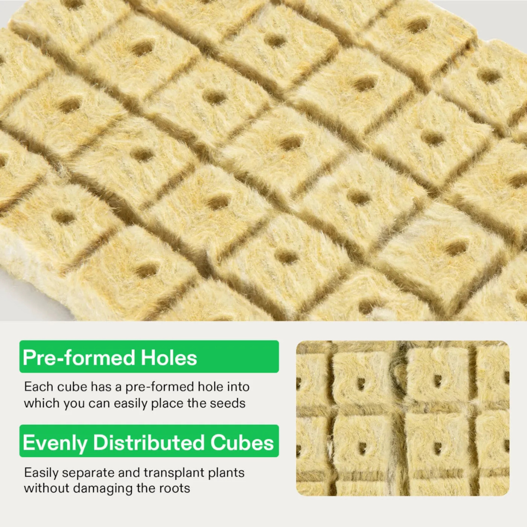 Vivosun 1" Rockwool Grow Cubes, 4 Sheets of 200 Plugs