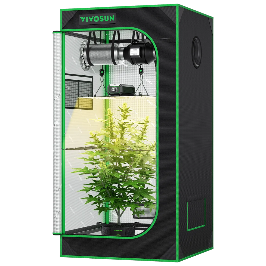 Vivosun Starter Grow Tent Kit, 2 × 2ft 1-Plant System, WiFi-Controlled Grow System with Full Spectrum LED Grow Light, Automatic Ventilation, GrowHub Outlet A22 with Temperature and Humidity Sensor