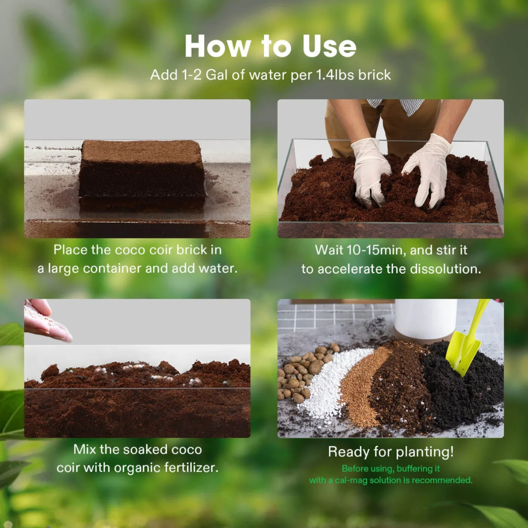Vivosun Coco Coir Brick, 1.4lbs 100% Natural Organic Compressed Coconut Coir Fiber with Low EC