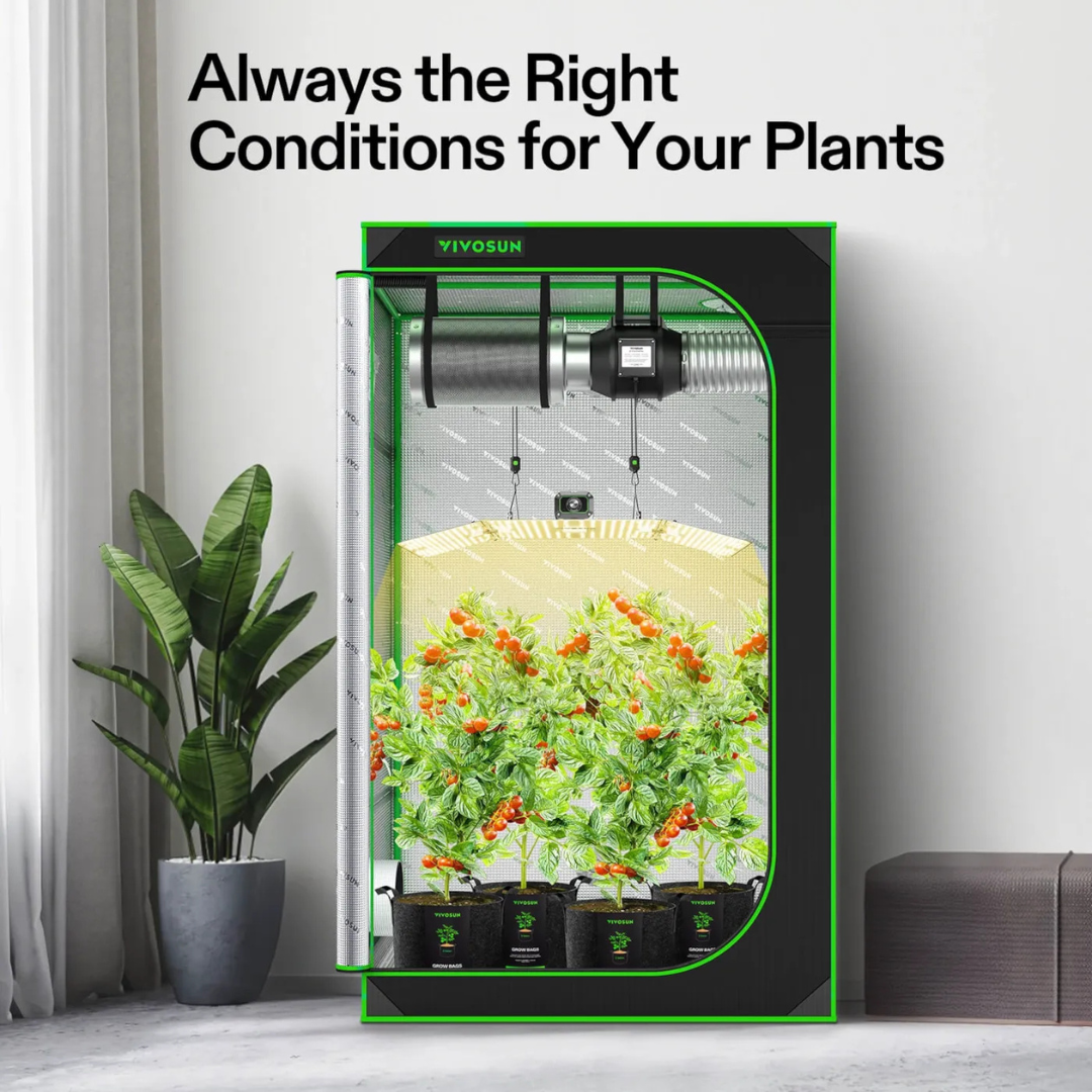 Vivosun Starter Grow Tent Kit, 4 × 4ft 4-Plant System, WiFi-Controlled Grow System with Full Spectrum LED Grow Light, Automatic Ventilation, GrowHub Outlet A22 with Temperature and Humidity Sensor