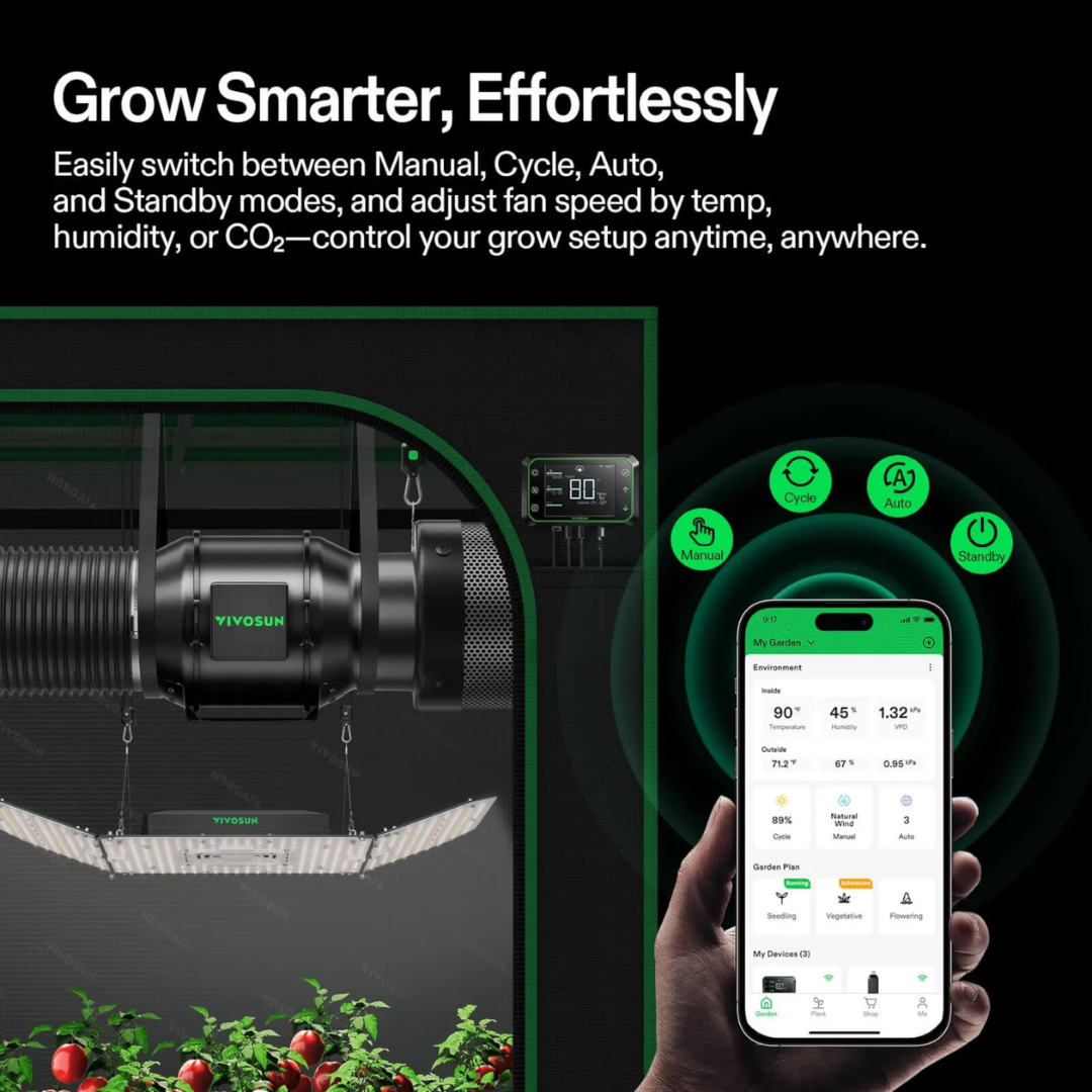 Vivosun AeroZesh G6 Inline Fan 6″ with E12 Speed Controller, PWM-Controlled EC Fan for Grow Tent Ventilation