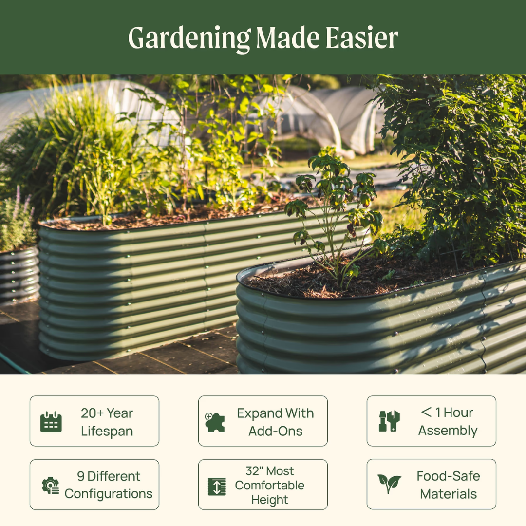 Vego 32" Extra Tall 9 In 1 Large Modular Metal Raised Garden Bed Kit