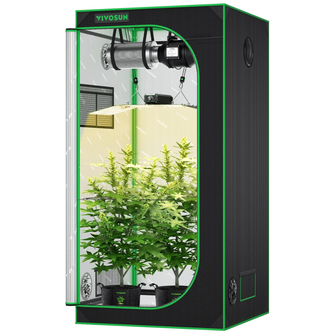 Vivosun Starter Grow Tent Kit, 3 × 3ft 3-Plant System, WiFi-Controlled Grow System with Full Spectrum LED Grow Light, Automatic Ventilation, GrowHub Outlet A22 with Temperature and Humidity Sensor