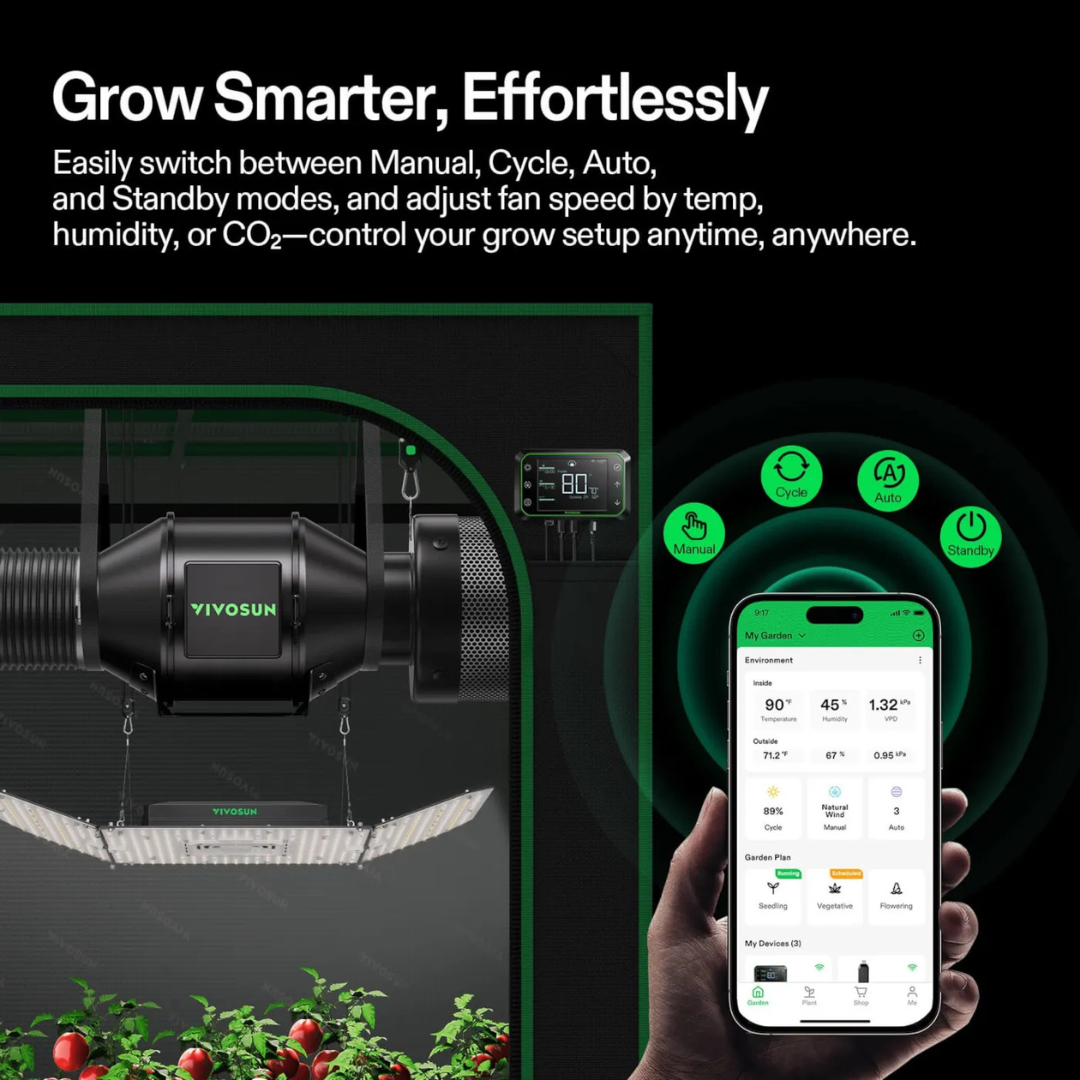 Vivosun AeroZesh G4 Inline Fan 4″ with E12 Speed Controller, PWM-Controlled EC Fan for Grow Tent Ventilation