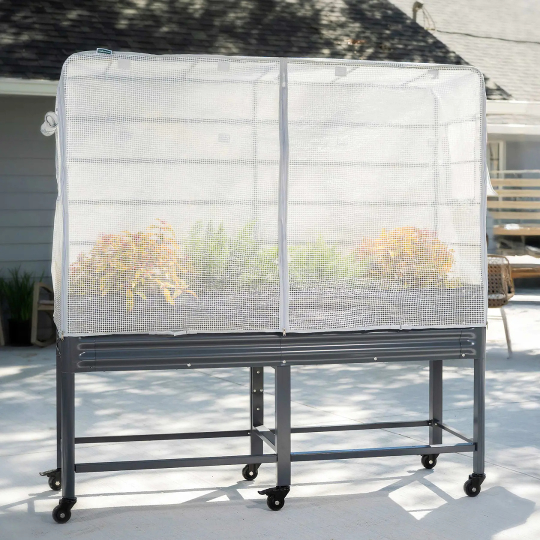 Vego Greenhouse Frost Cover & Trellis System for Elevated Bed