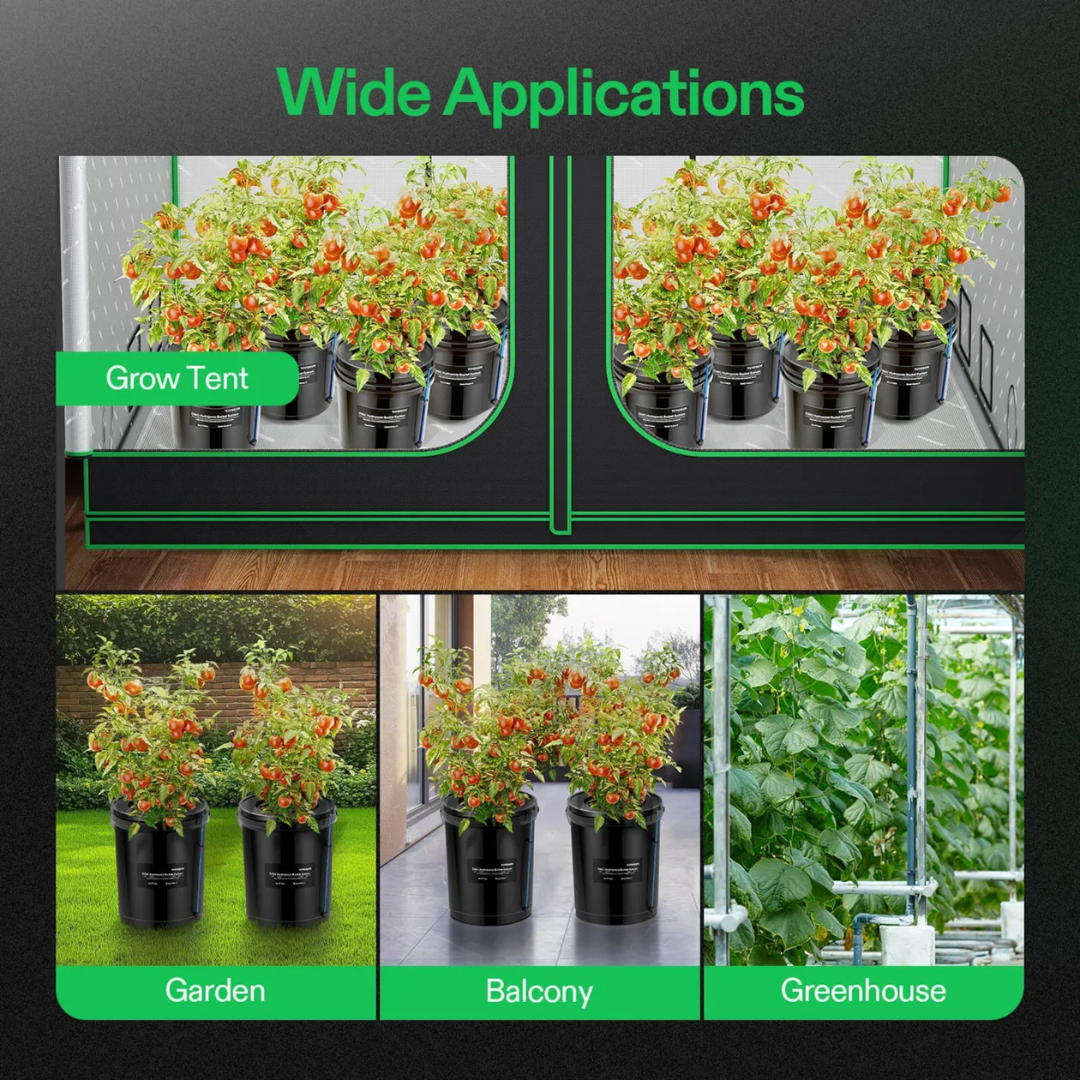 Vivosun 5 Gallon DWC Hydroponic System Kit (8 Bucket, Black)