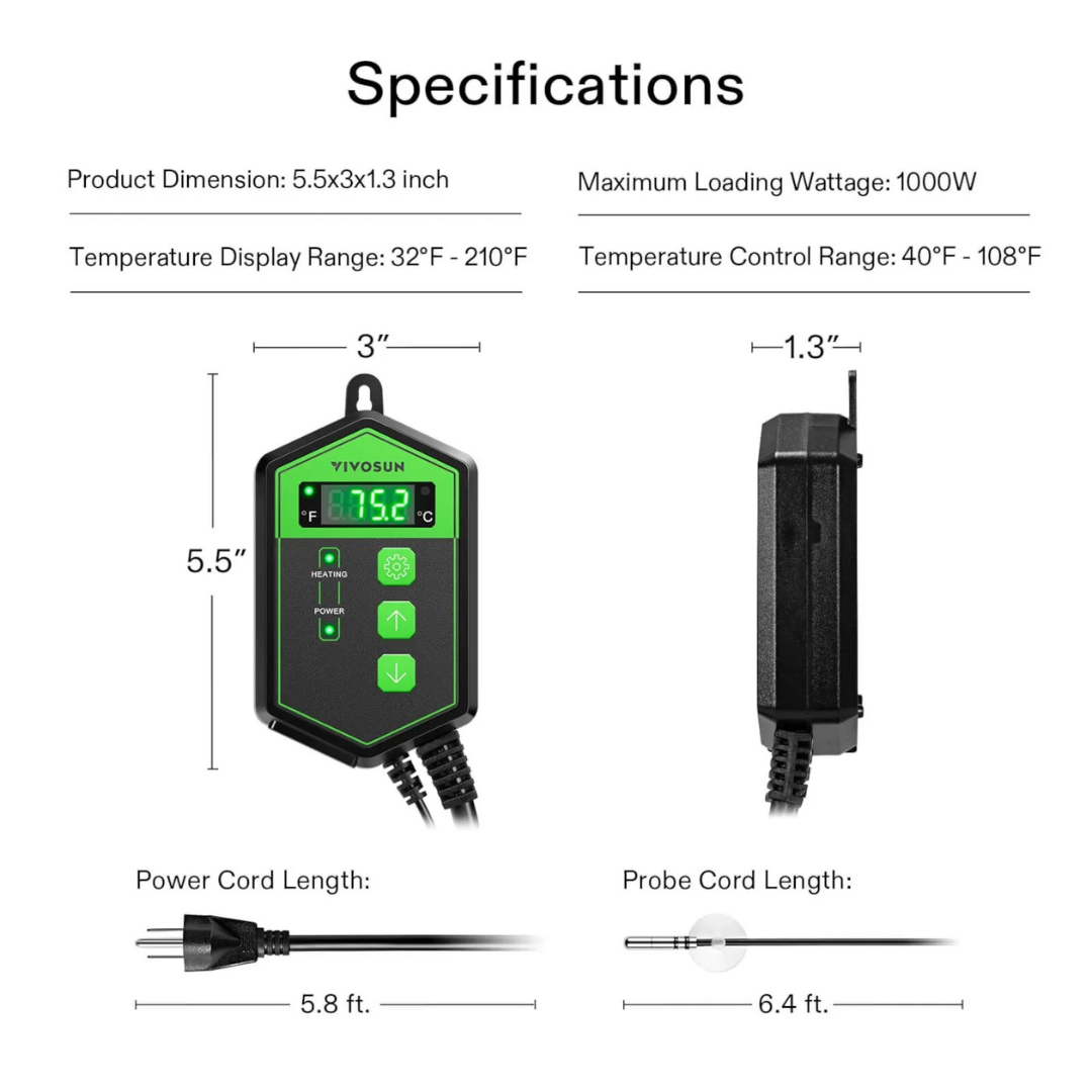 Vivosun Seedling Heat Mat Thermostat