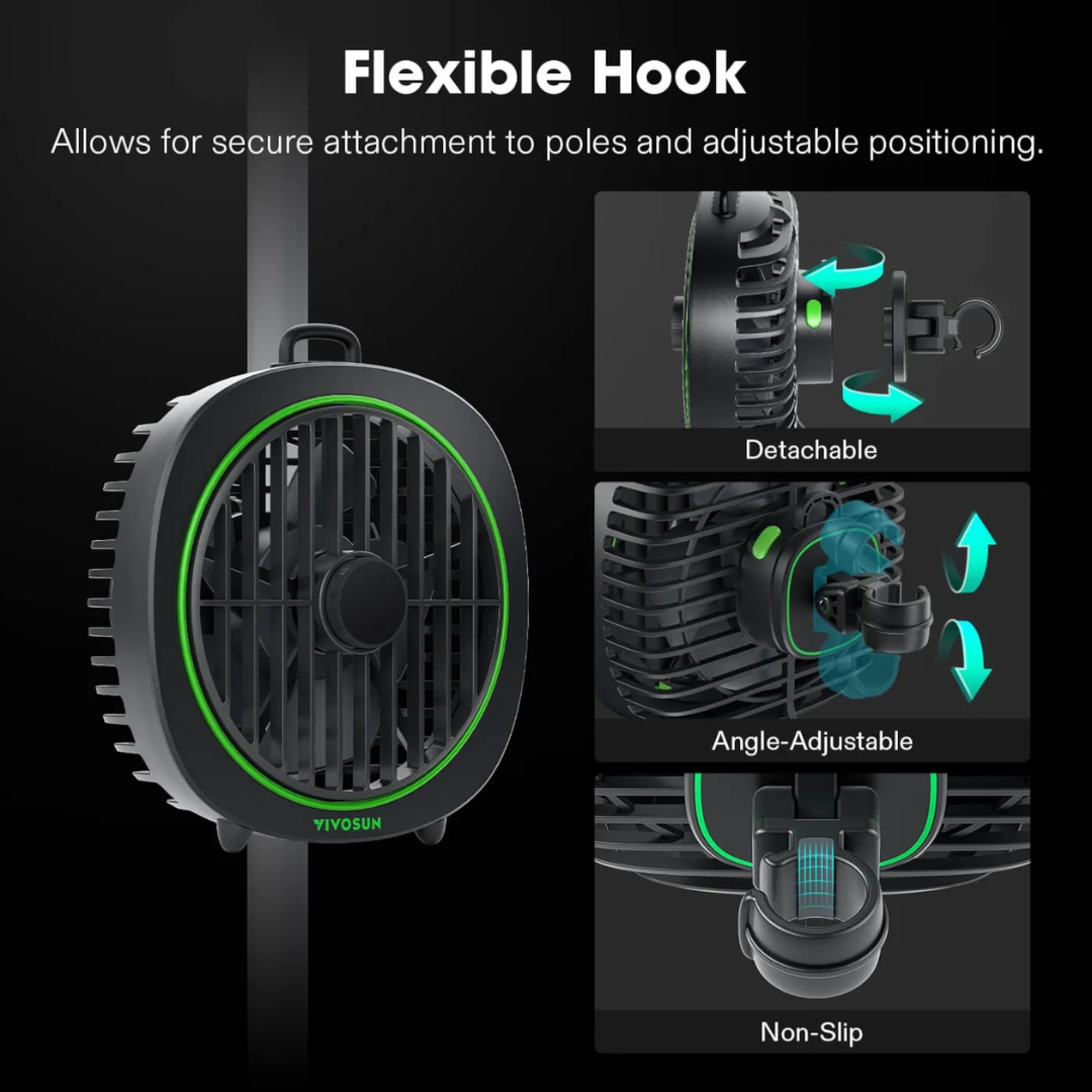 Vivosun AeroWave D4, 4” Grow Tent Clip Fan with Detachable Hook, Black